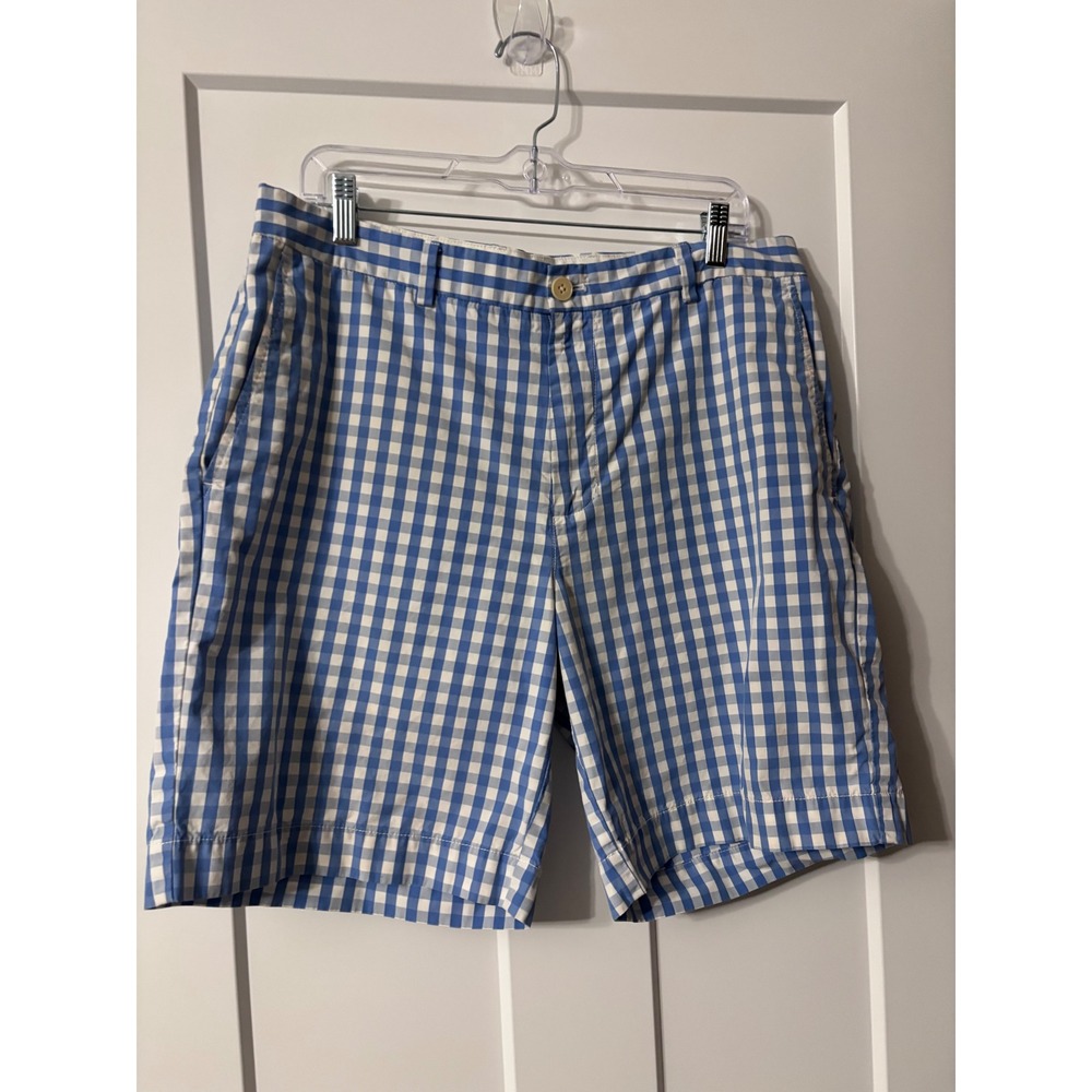 Vineyard Vines Mens Breaker Shorts Blue White Gingham Plaid Cotton Size 36 - Picture 4 of 8